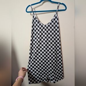 Checkered Black And White Stretch Romper